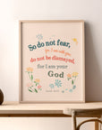 Isaiah 41:10 light beige Garden Series wall art displayed in a home — Do not fear for I am your God
