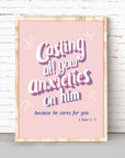 Casting your anxieties-1Peter 5:7 - Bible Art For You