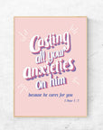 Casting your anxieties-1Peter 5:7 - Bible Art For You