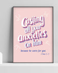 Casting your anxieties-1Peter 5:7 - Bible Art For You