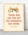 Thank God - 2 Corinthians 9:15 - Bible Art For You