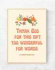 Thank God - 2 Corinthians 9:15 - Bible Art For You