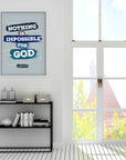 Nothing is impossible -Luke 1:37 Blue - Bible Art For You