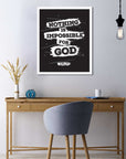 Nothing is impossible -Luke 1:37 Black - Bible Art For You