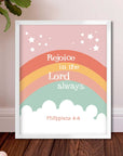 Boho Rainbow- Philippians 4:4_Digital Printable - Bible Art For You