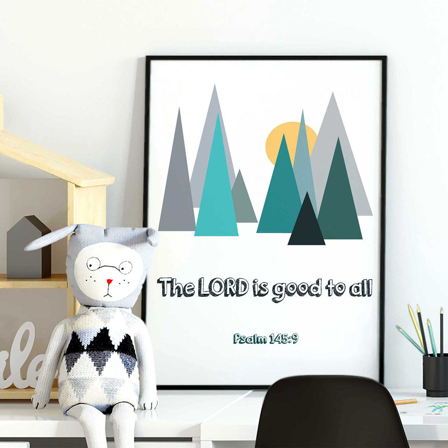 Green Mountain-Psalm 145:9 - Bible Art For You