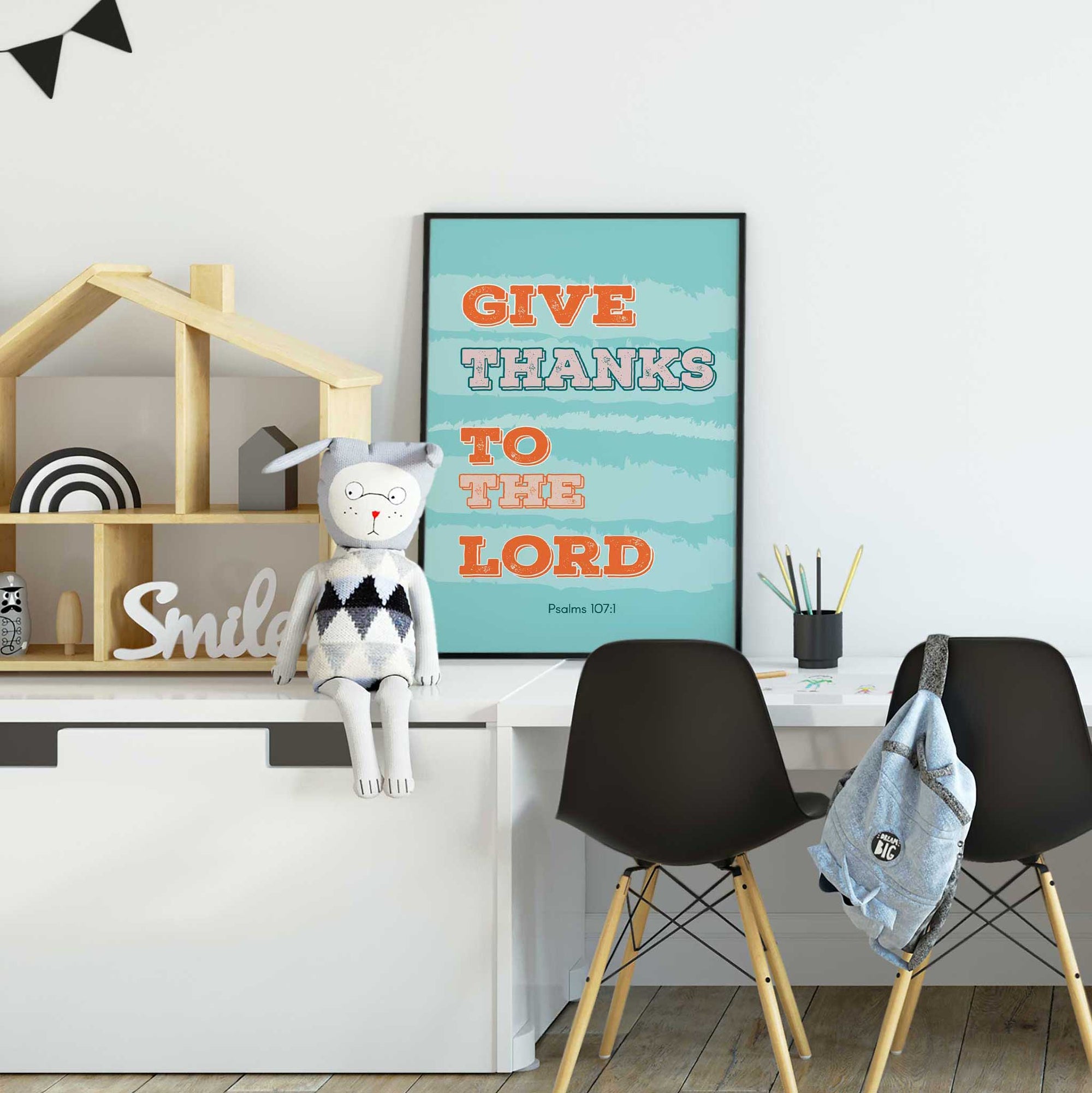 Give Thanks- Psalms 107:1 - Bible Art For You