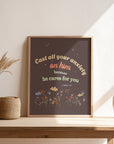 1 Peter 5:7 Garden Series wall art displayed in a home — Cast all your anxiety on him