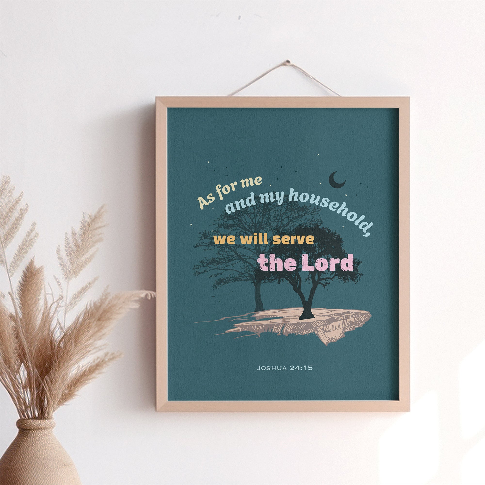 Joshua 24:15 Nature Series wall art displayed in a home — We will serve the Lord