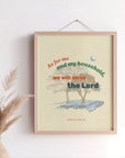 Joshua 24:15 light beige Nature Series wall art displayed in a home — We will serve the Lord