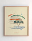 Christian trees on rock print of Joshua 24:15 light beige — As for me and my house we will serve the Lord