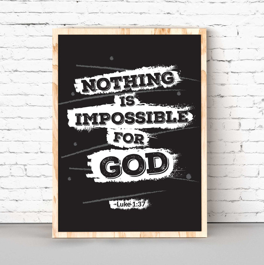 Nothing is impossible -Luke 1:37 Black_digital printable - Bible Art For You
