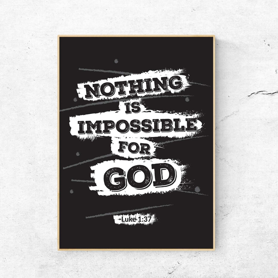 Nothing is impossible -Luke 1:37 Black_digital printable - Bible Art For You
