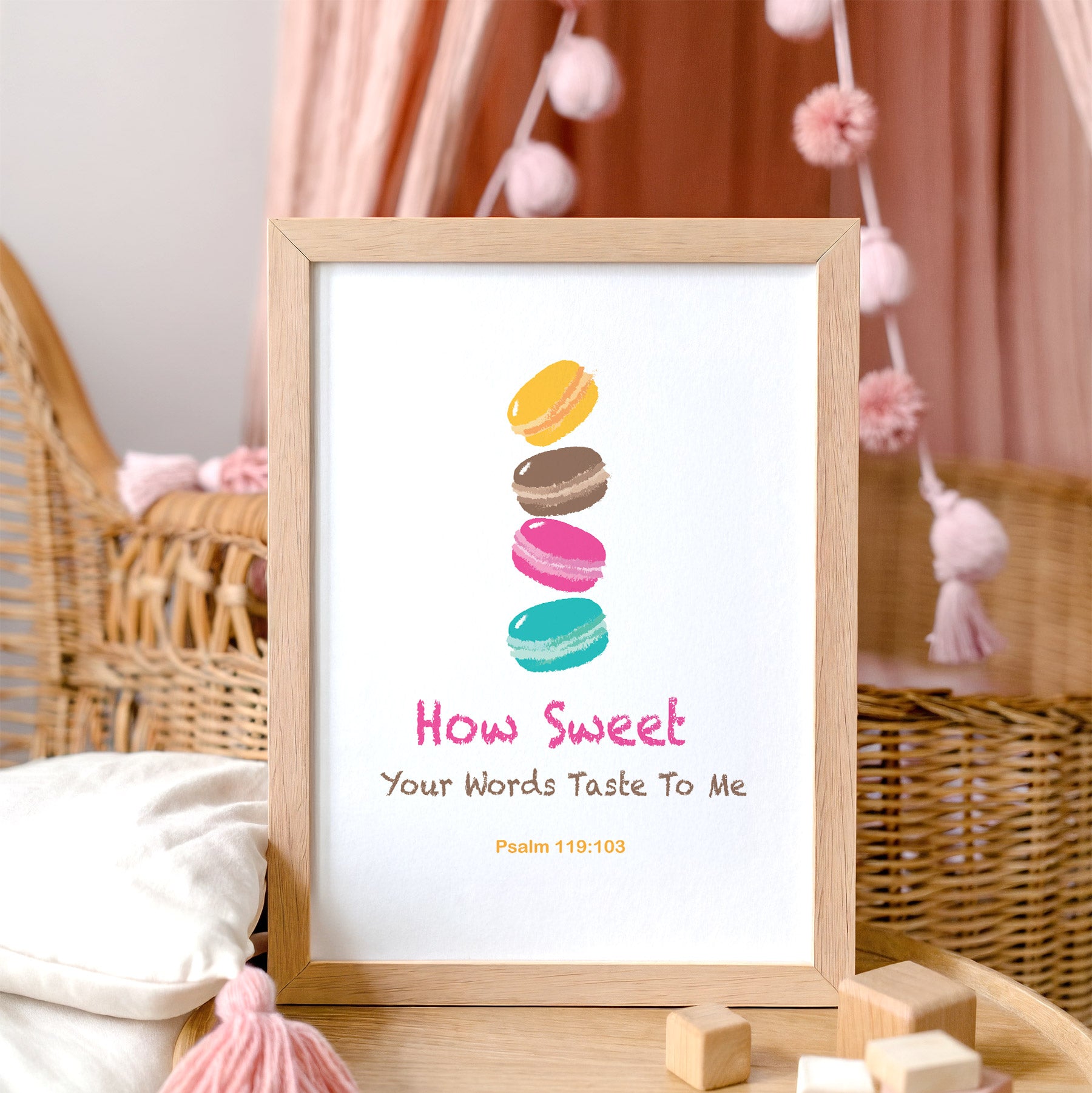 Psalm 119:103 scripture wall art displayed in modern teen bedroom