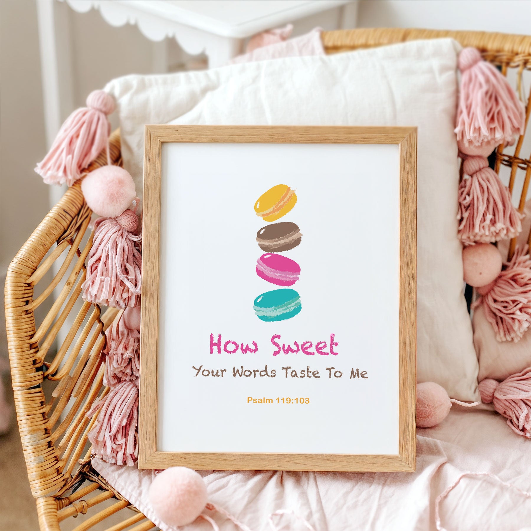 Psalm 119:103 scripture wall art displayed in modern teen bedroom