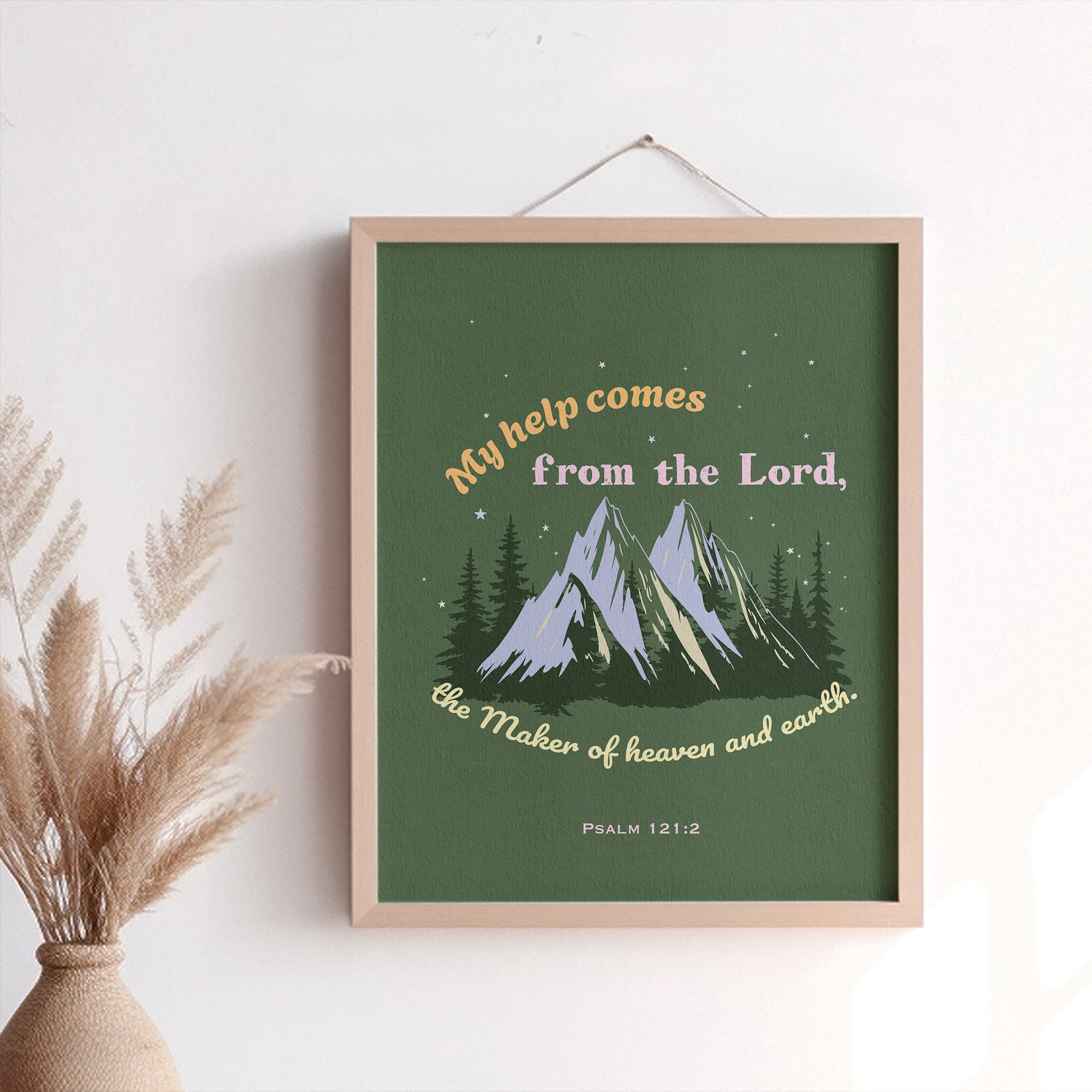 Psalm 121:2 Nature Series wall art displayed in a home — My help comes from the Lord