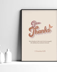 Give Thanks -1 Chronicles 16:34 - Bible Art For You