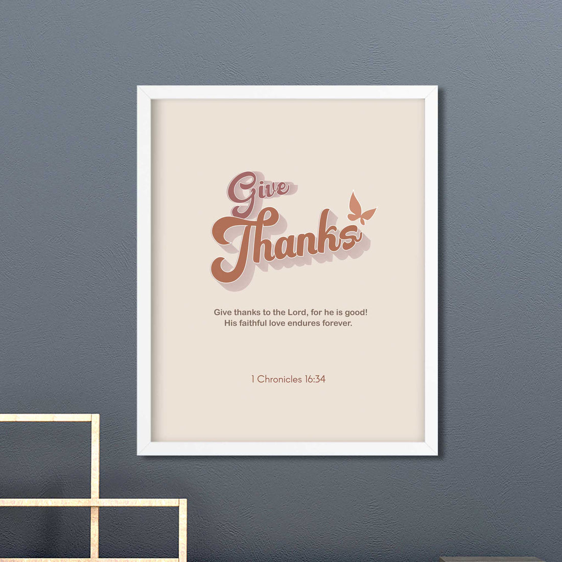Give Thanks -1 Chronicles 16:34 - Bible Art For You