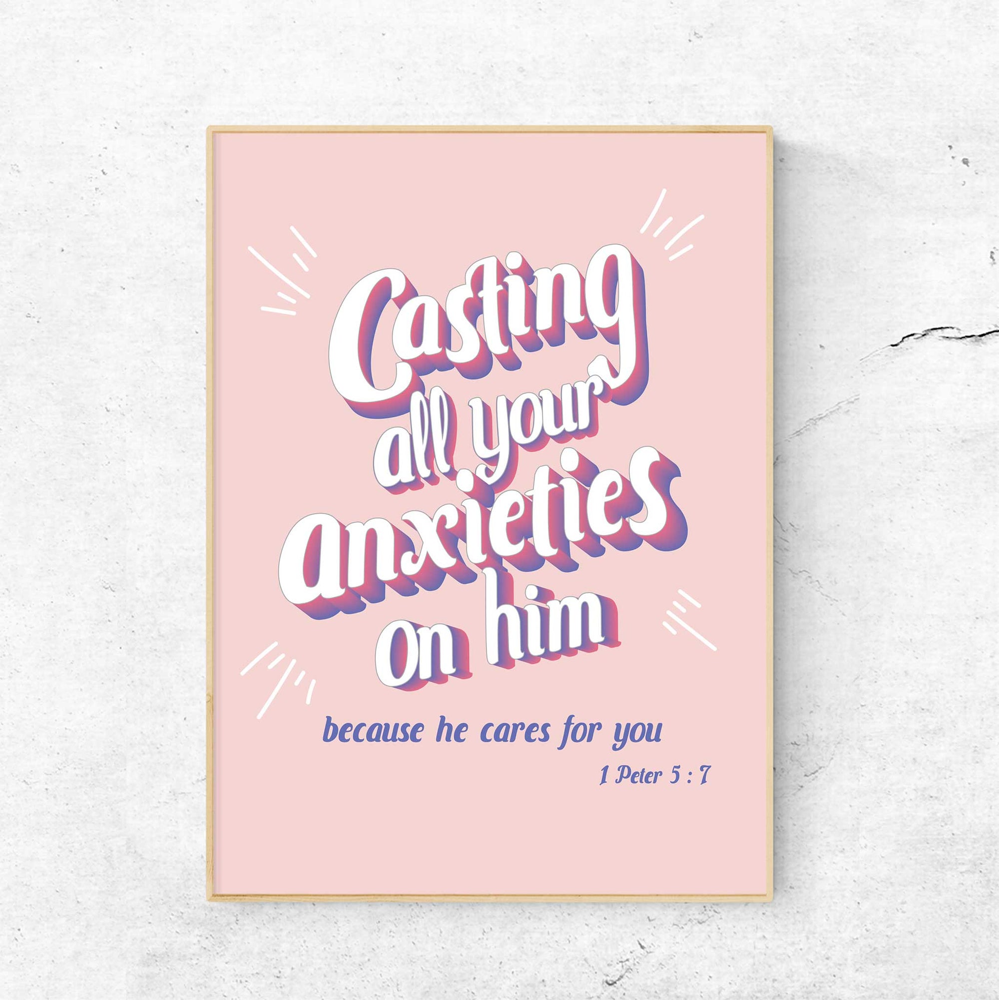 Casting your anxieties-1Peter 5:7 - Bible Art For You