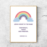 Rainbow Cloud-Hebrews 13:8_digital printable - Bible Art For You