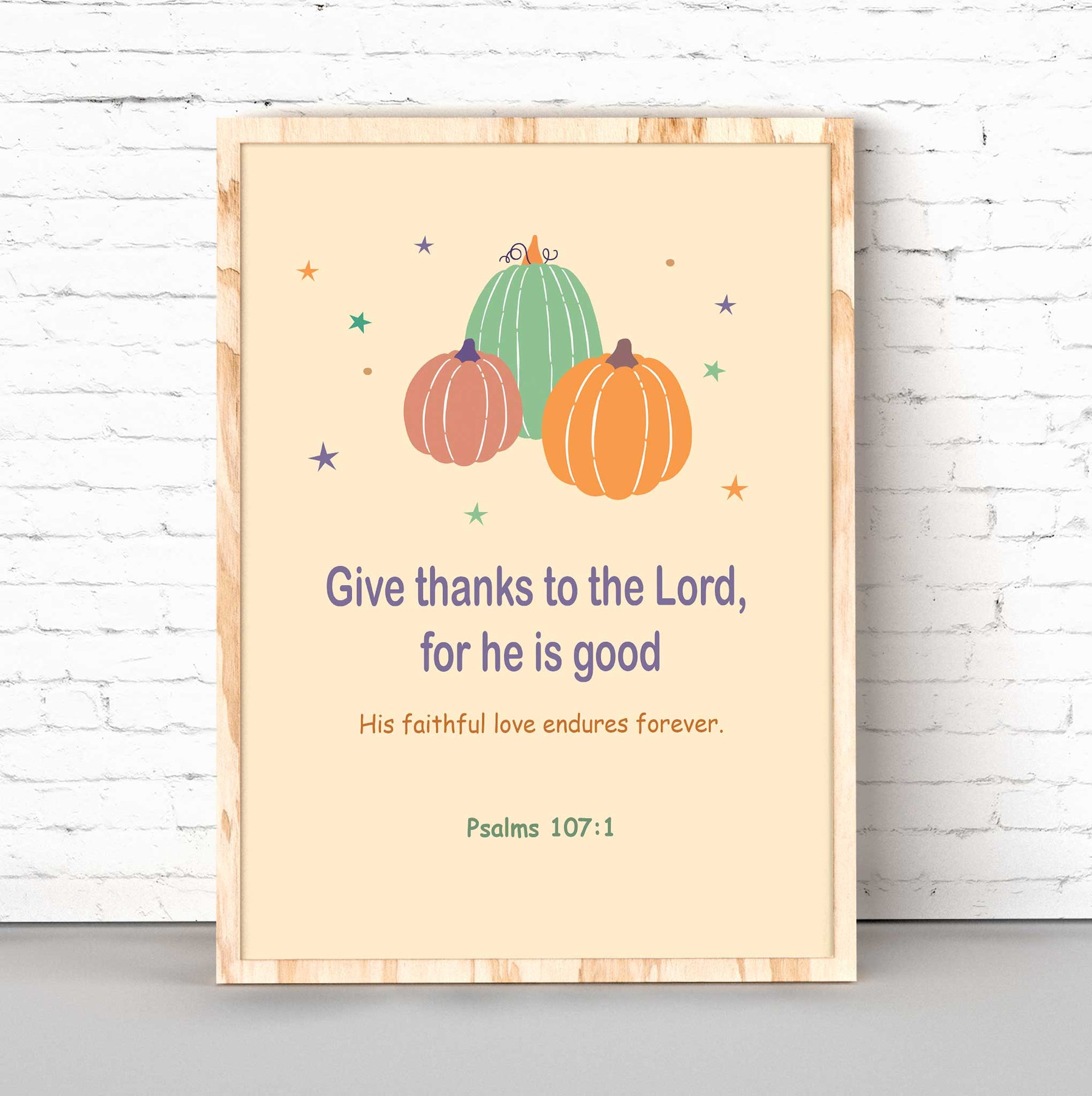 Boho Give Thanks- Psalms 107:1 - Bible Art For You