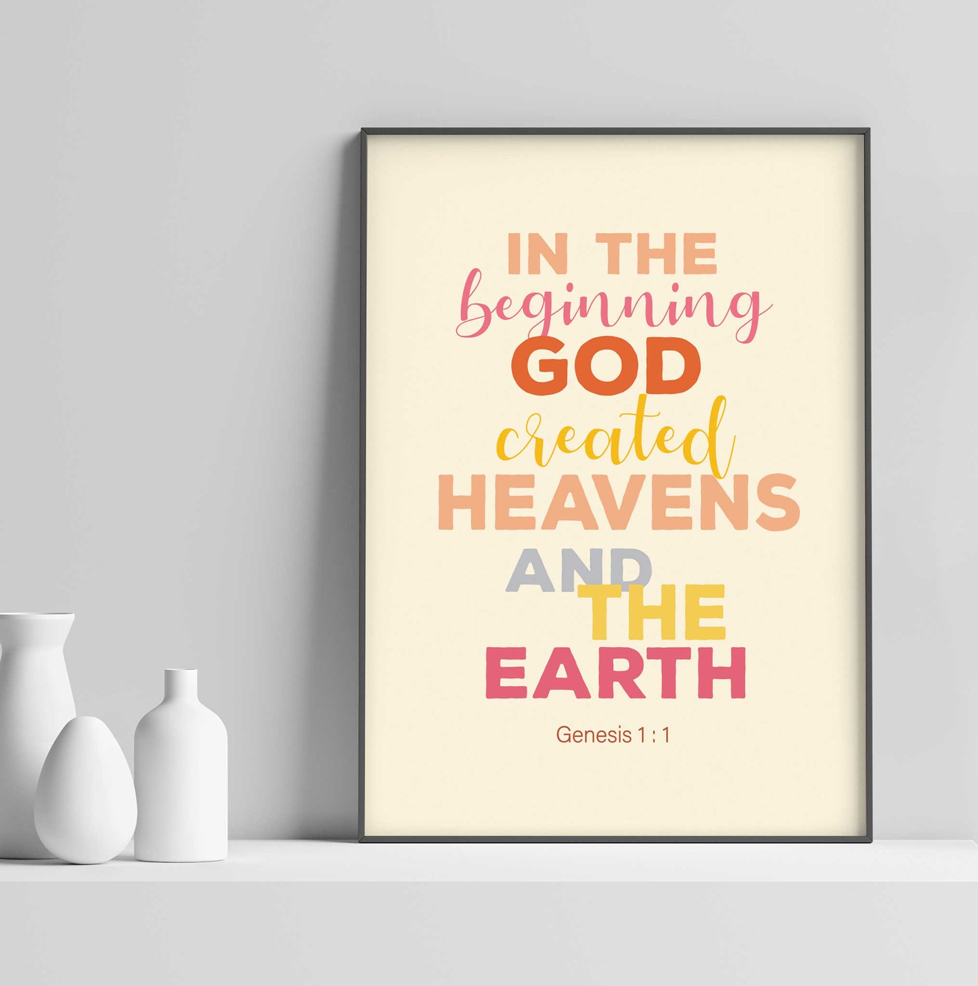 In the Beginning Genesis 1:1 wall art in professional Christian study room decor