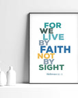 Live by faith - Hebrew 11-1_blue - Bible Art For You