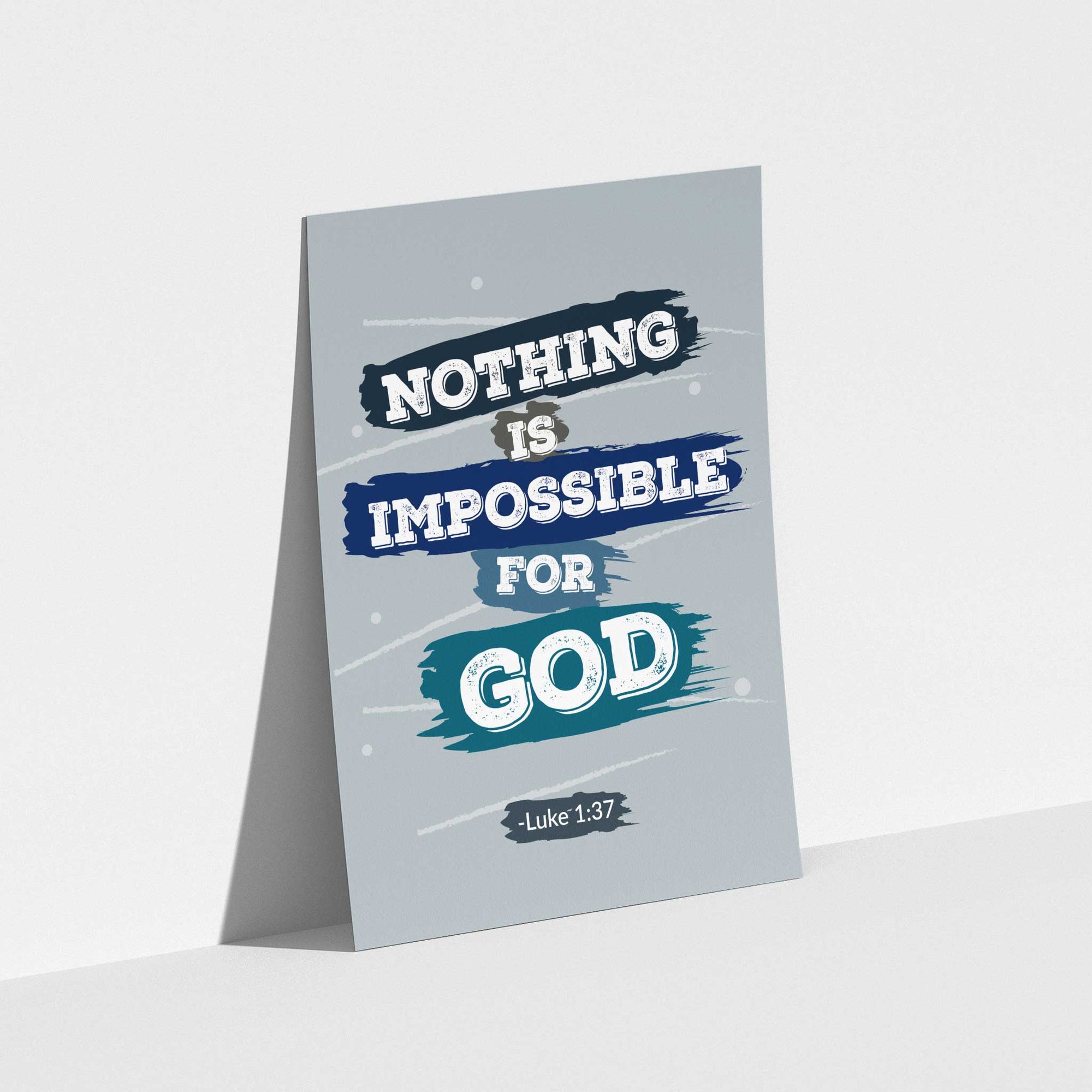 Nothing is impossible -Luke 1:37 Blue - Bible Art For You