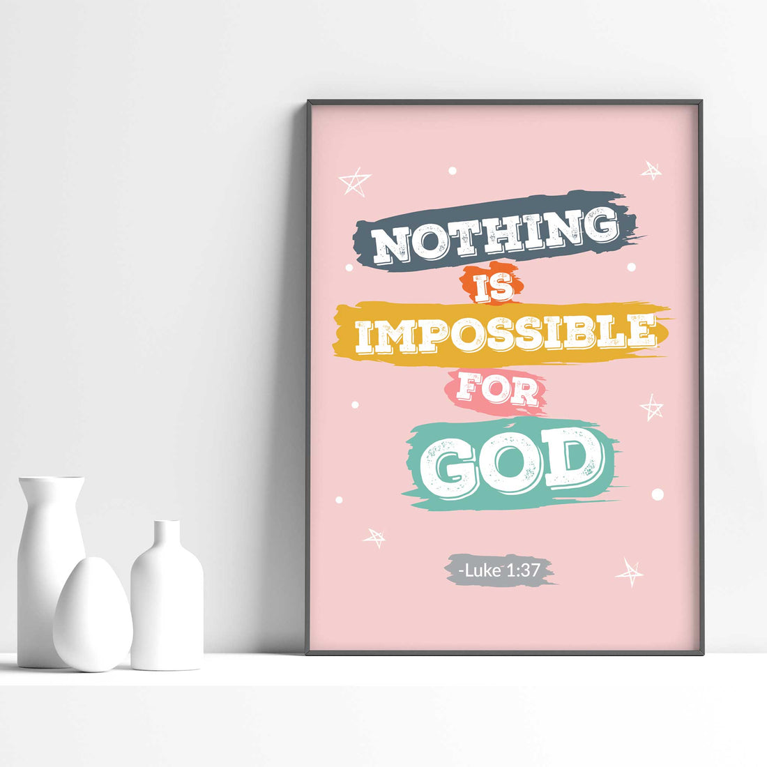 Nothing is impossible -Luke 1:37 Pink - Bible Art For You