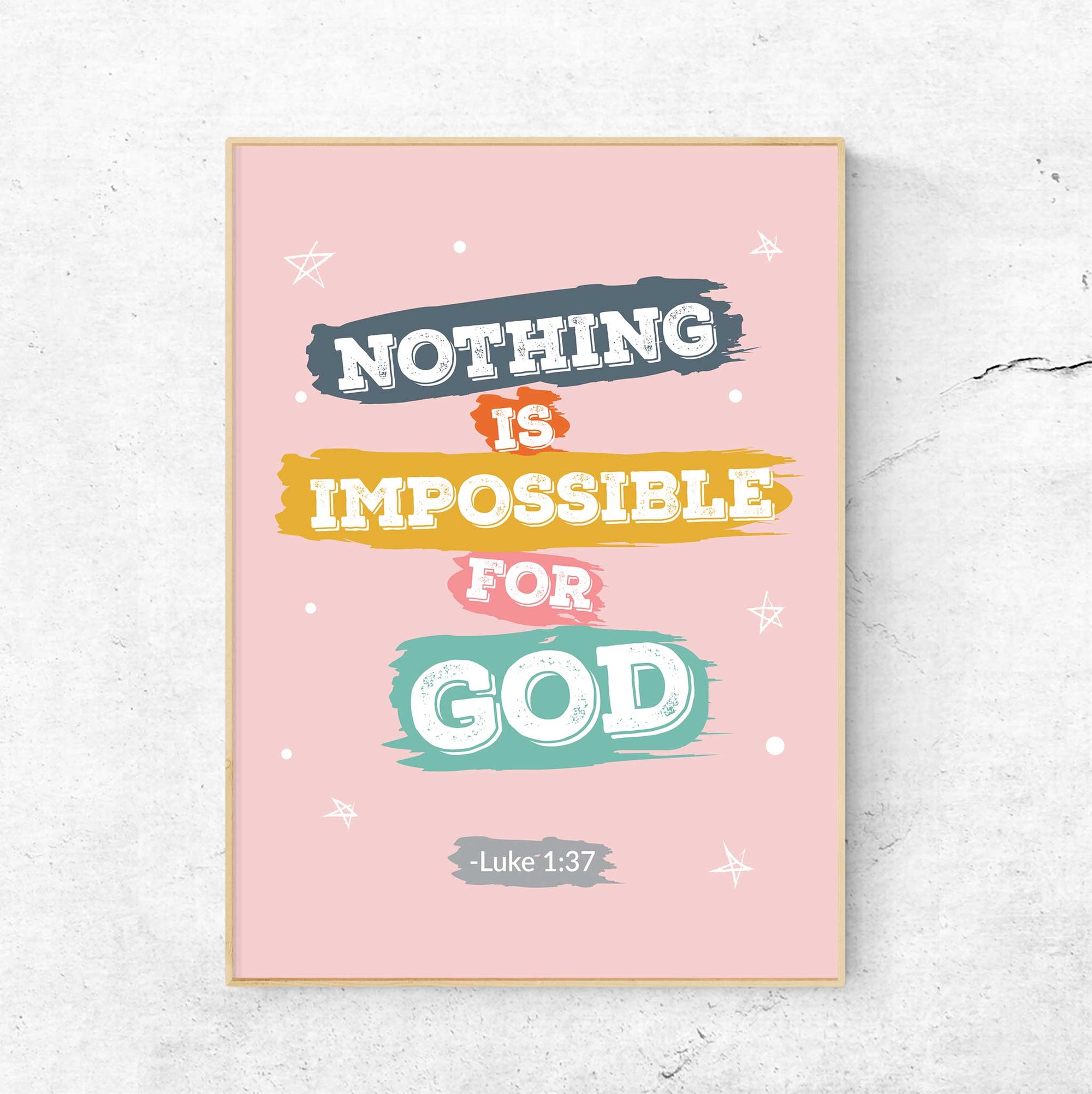 Nothing is impossible -Luke 1:37 Pink - Bible Art For You