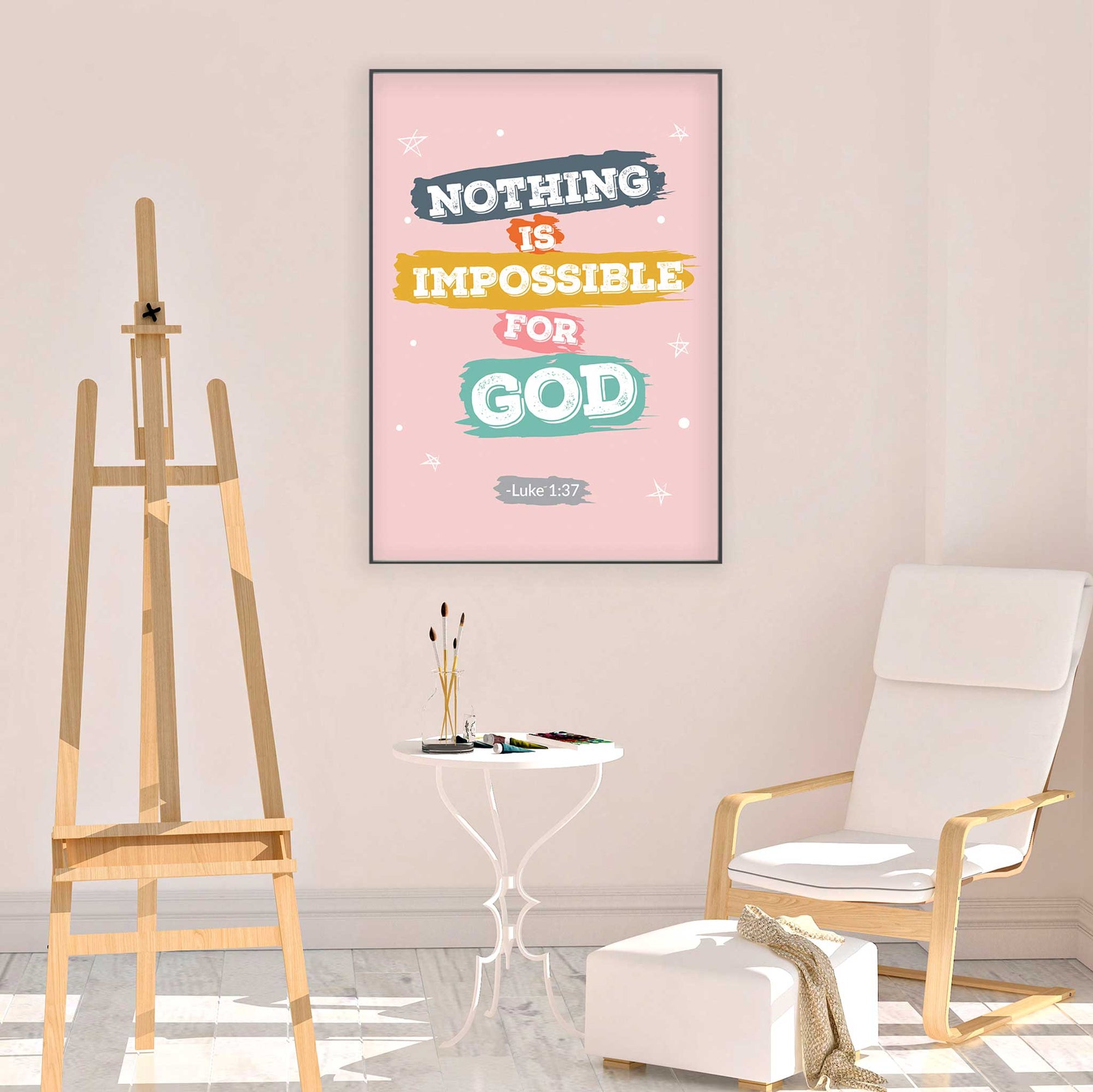 Nothing is impossible -Luke 1:37 Pink - Bible Art For You