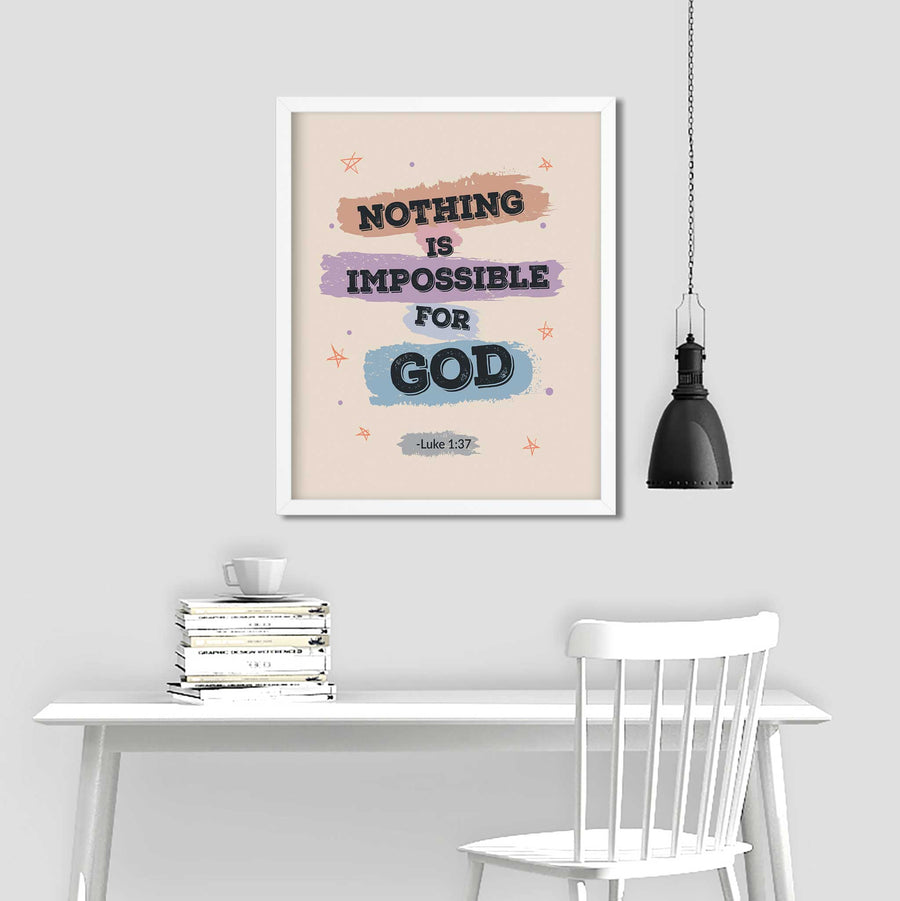 Nothing is Impossible - Luke1:37_Vintage - Bible Art For You