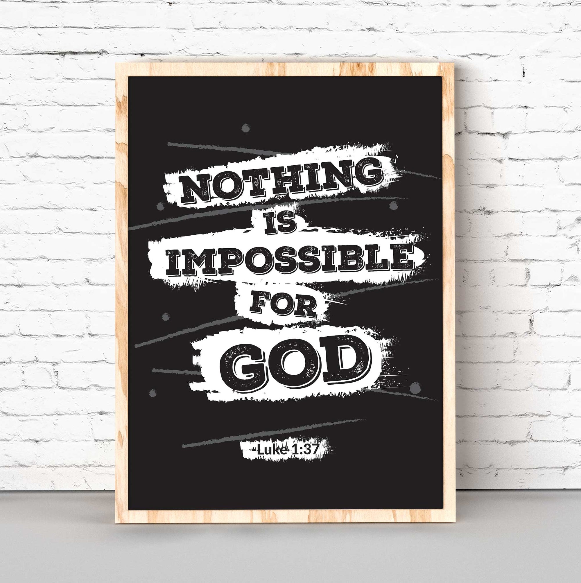 Nothing is impossible -Luke 1:37 Black - Bible Art For You