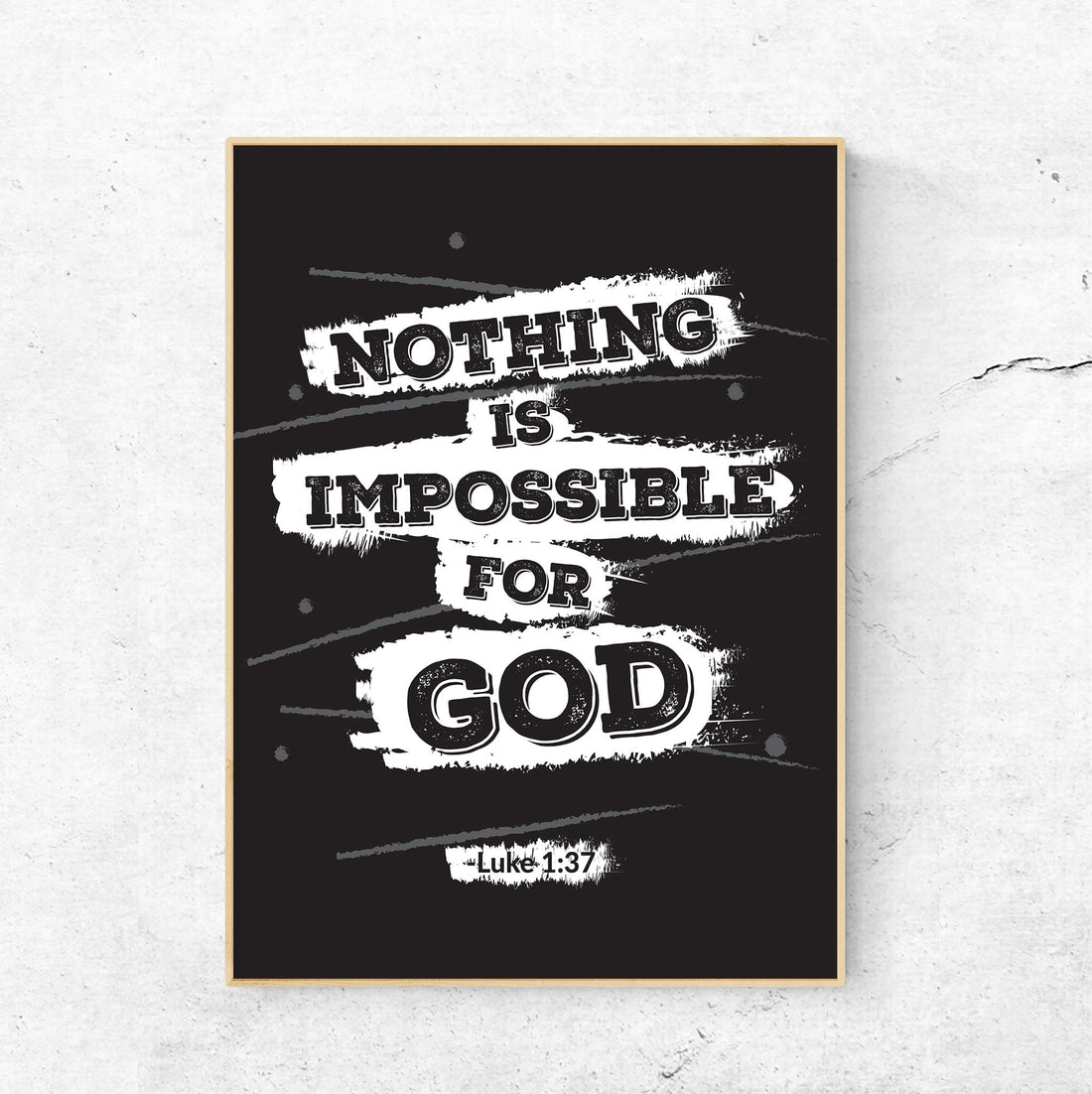 Nothing is impossible -Luke 1:37 Black - Bible Art For You