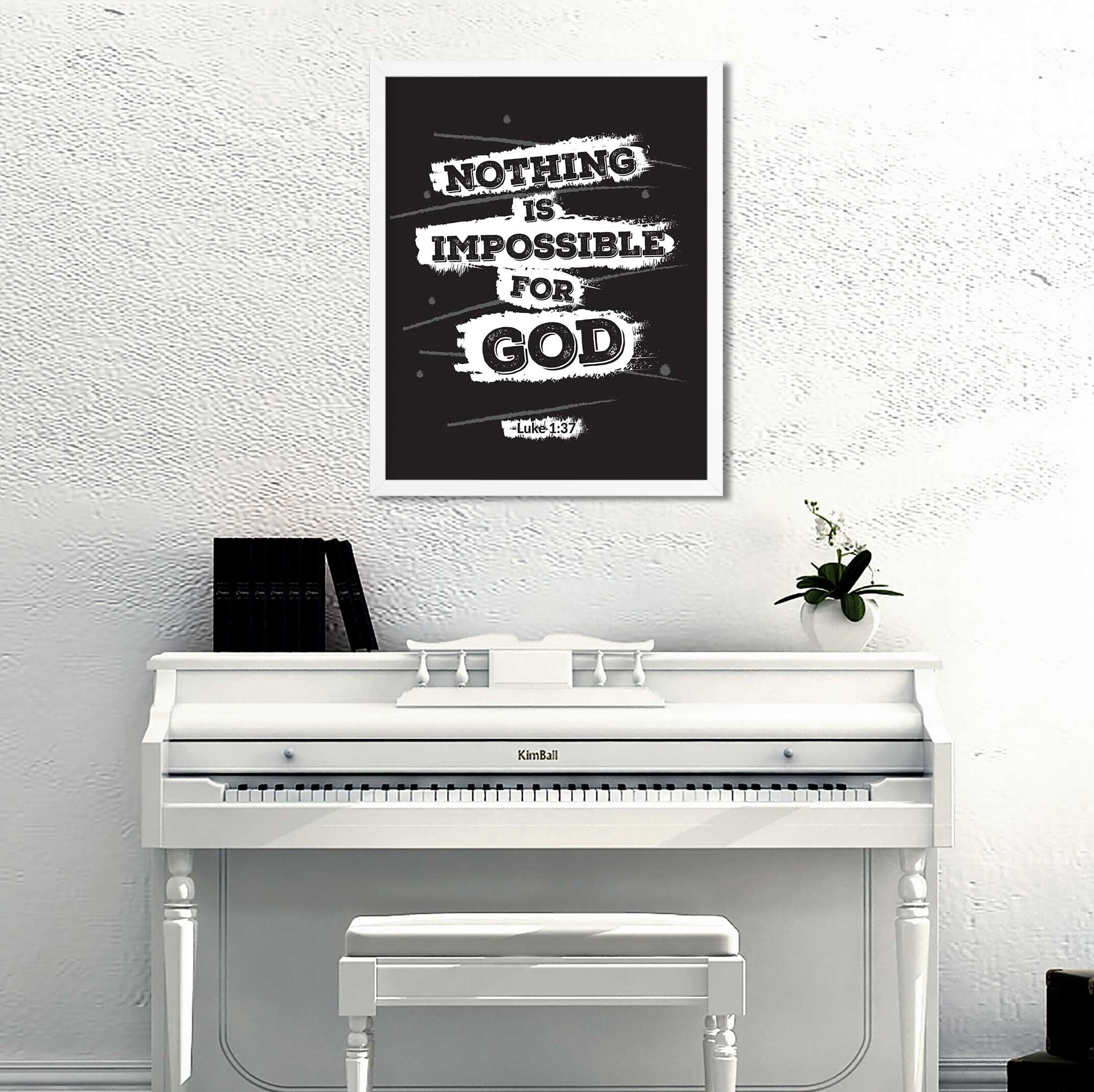 Nothing is impossible -Luke 1:37 Black - Bible Art For You