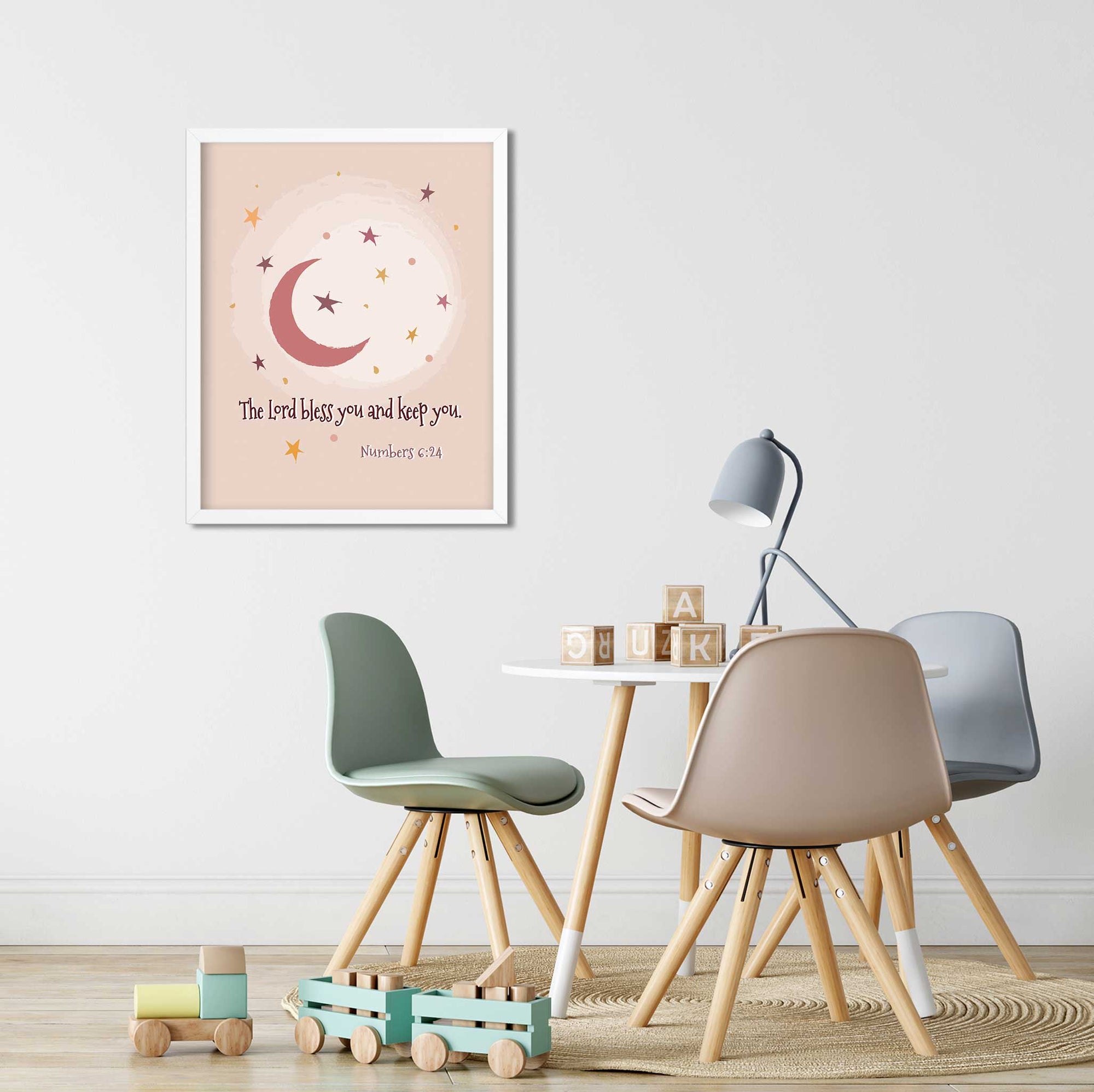 Boho Moon and Stars- Numbers 6:24_Digital Printable - Bible Art For You