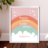 Boho Rainbow-Philippians 4:4 - Bible Art For You