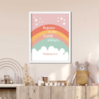 Boho Rainbow-Philippians 4:4 - Bible Art For You