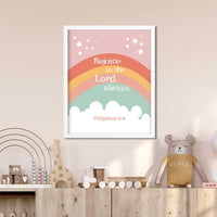 Boho Rainbow- Philippians 4:4_Digital Printable - Bible Art For You