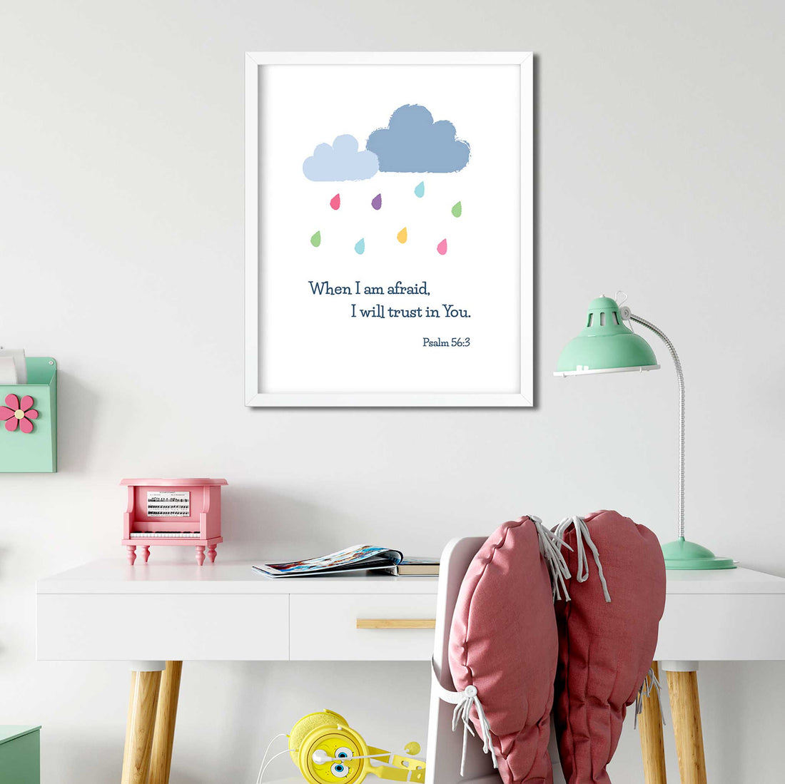 Rainbow Raindrops-Psalm 56:3_digital printable - Bible Art For You