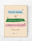 Light on my path - Psalm 119:105 - Bible Art For You