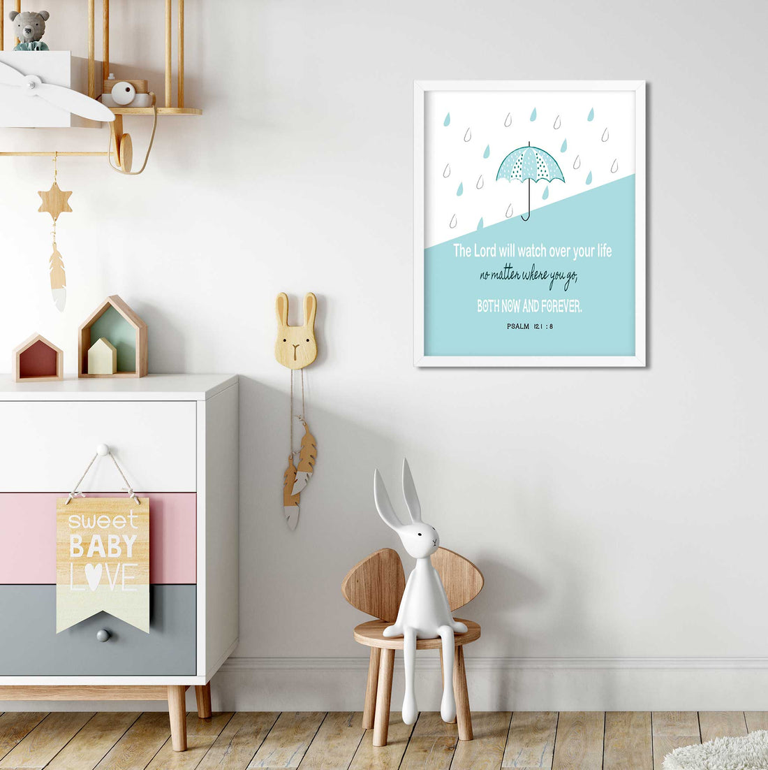 Mint Raindrop-Psalm 121:8 - Bible Art For You