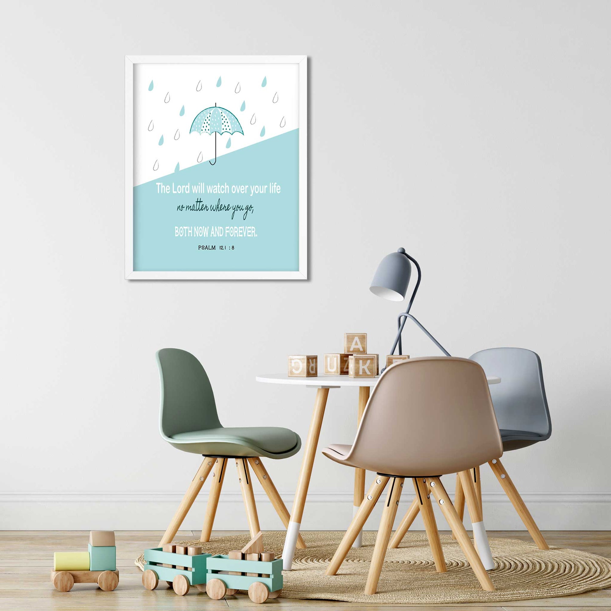 Mint Raindrop-Psalm 121:8 - Bible Art For You