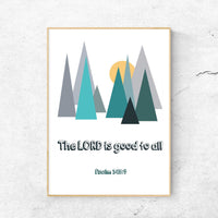 Green Mountain-Psalm 145:9 - Bible Art For You