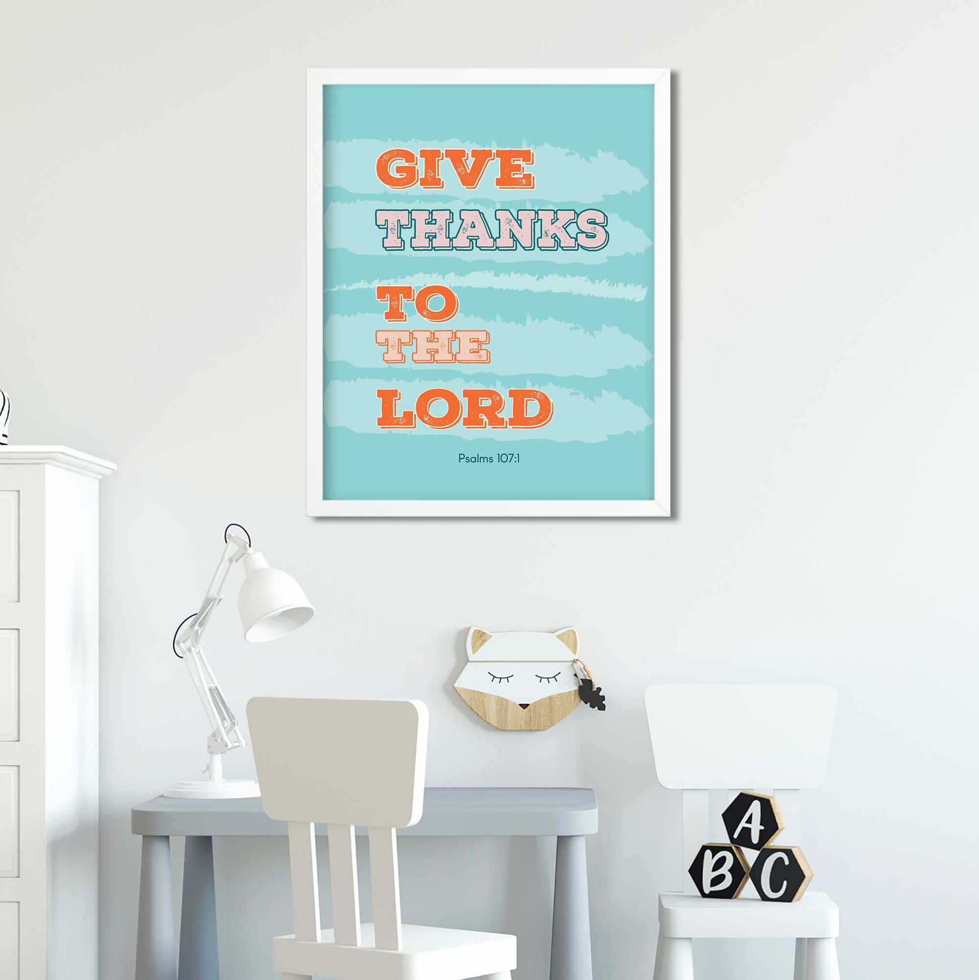 Give Thanks- Psalms 107:1 - Bible Art For You