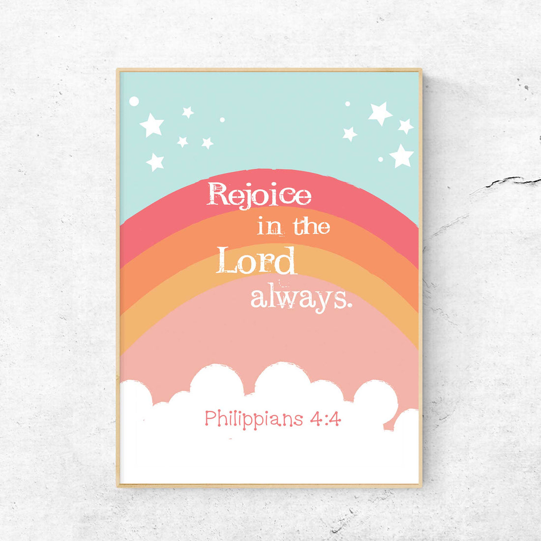 Orange Rainbow-Philippians 4:4 - Bible Art For You