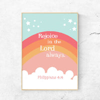 Orange Rainbow-Philippians 4:4 - Bible Art For You