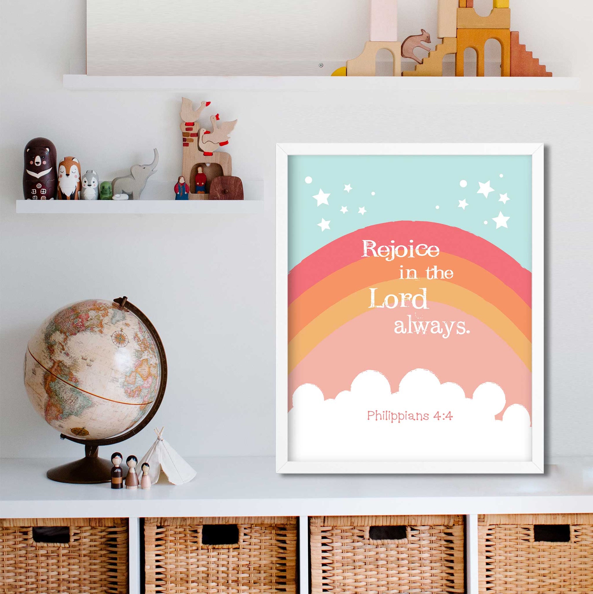Orange Rainbow- Philippians 4:4_digital printable - Bible Art For You