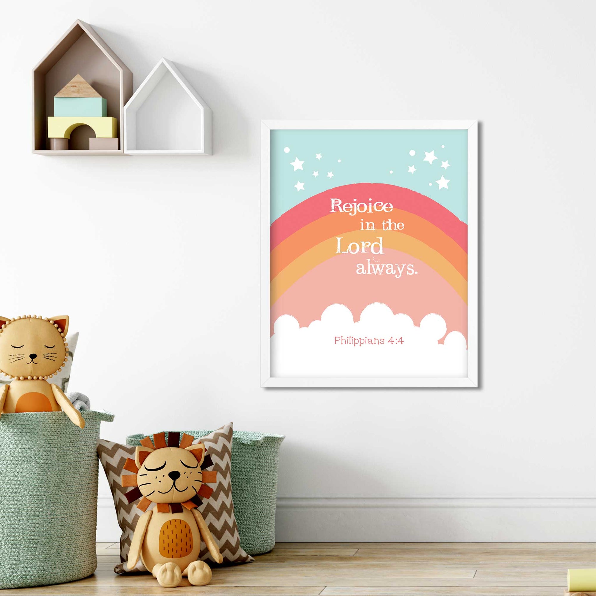 Orange Rainbow- Philippians 4:4_digital printable - Bible Art For You